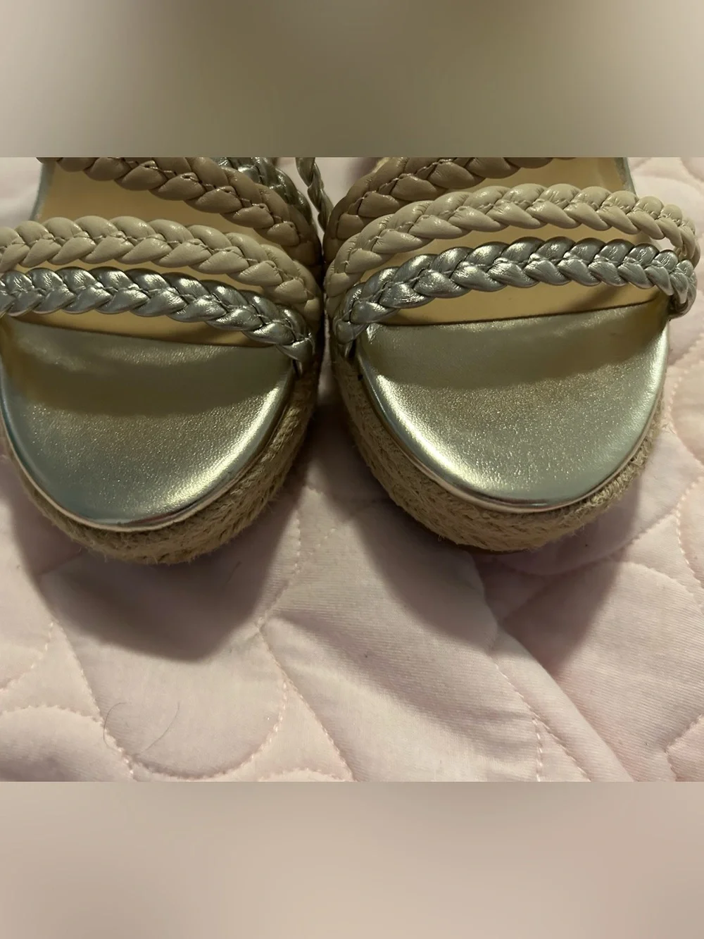 Nine West Gold and Tan Braided Wedge Sandals